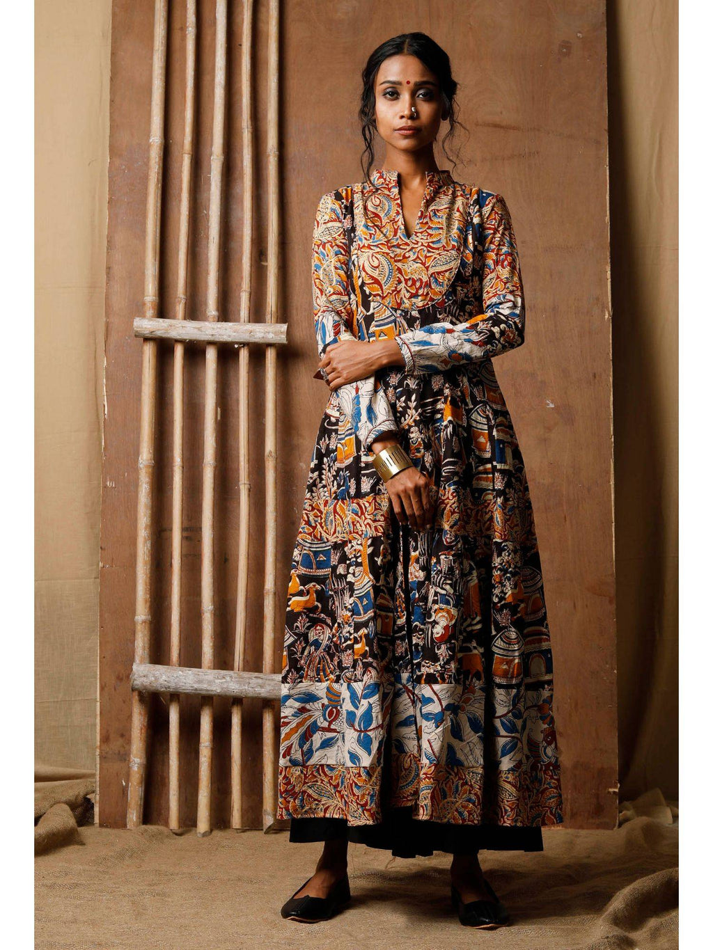 Multicolor Three Print Kalamkari Cotton Kurta | KDG - view 1