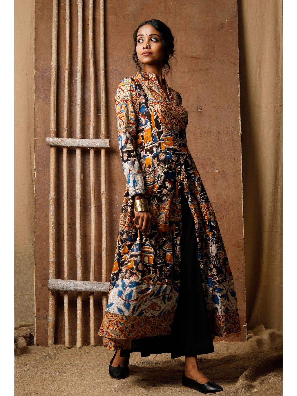 Multicolor Three Print Kalamkari Cotton Kurta | KDG - view 2