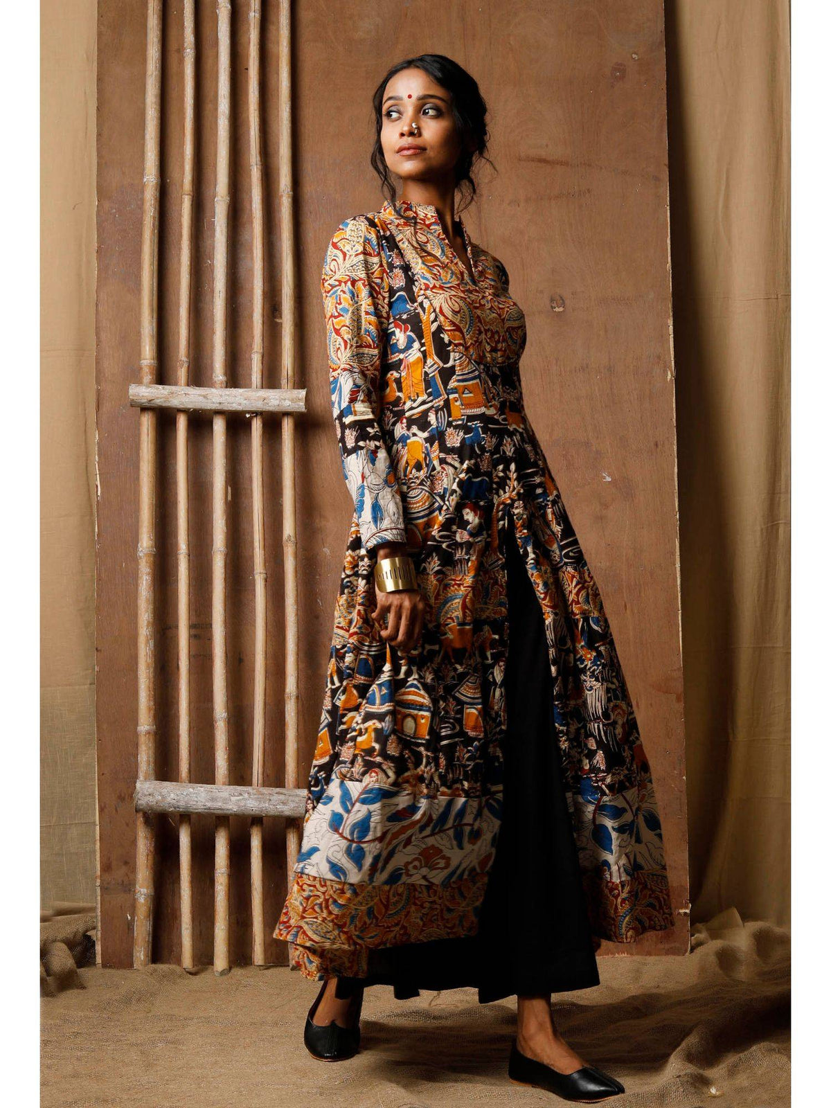Multicolor Three Print Kalamkari Cotton Kurta | KDG - view 2