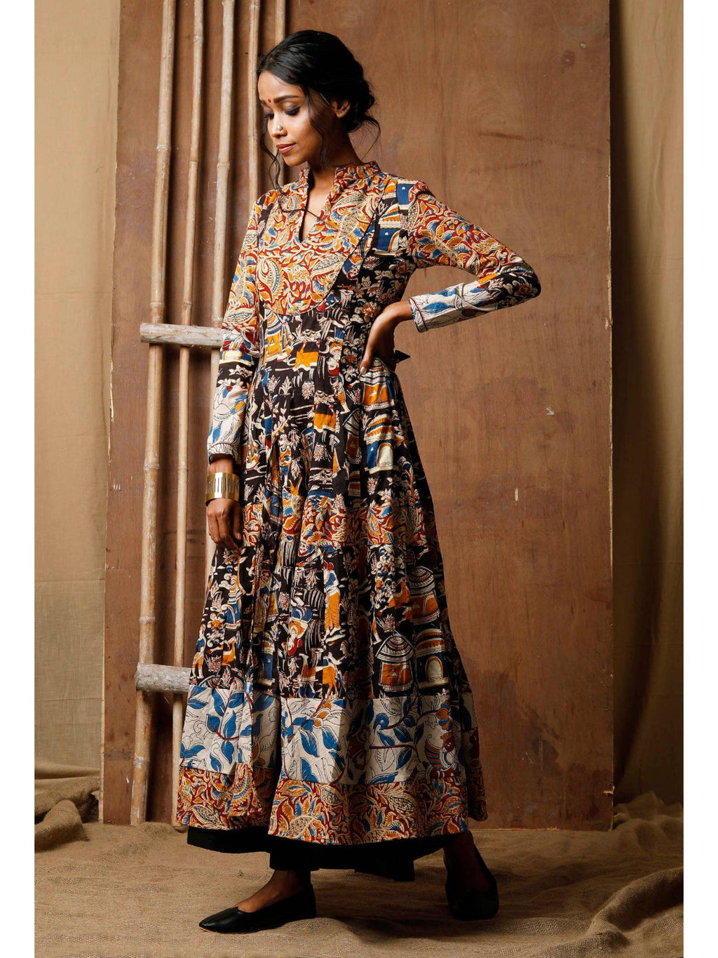 Multicolor Three Print Kalamkari Cotton Kurta | KDG - view 3