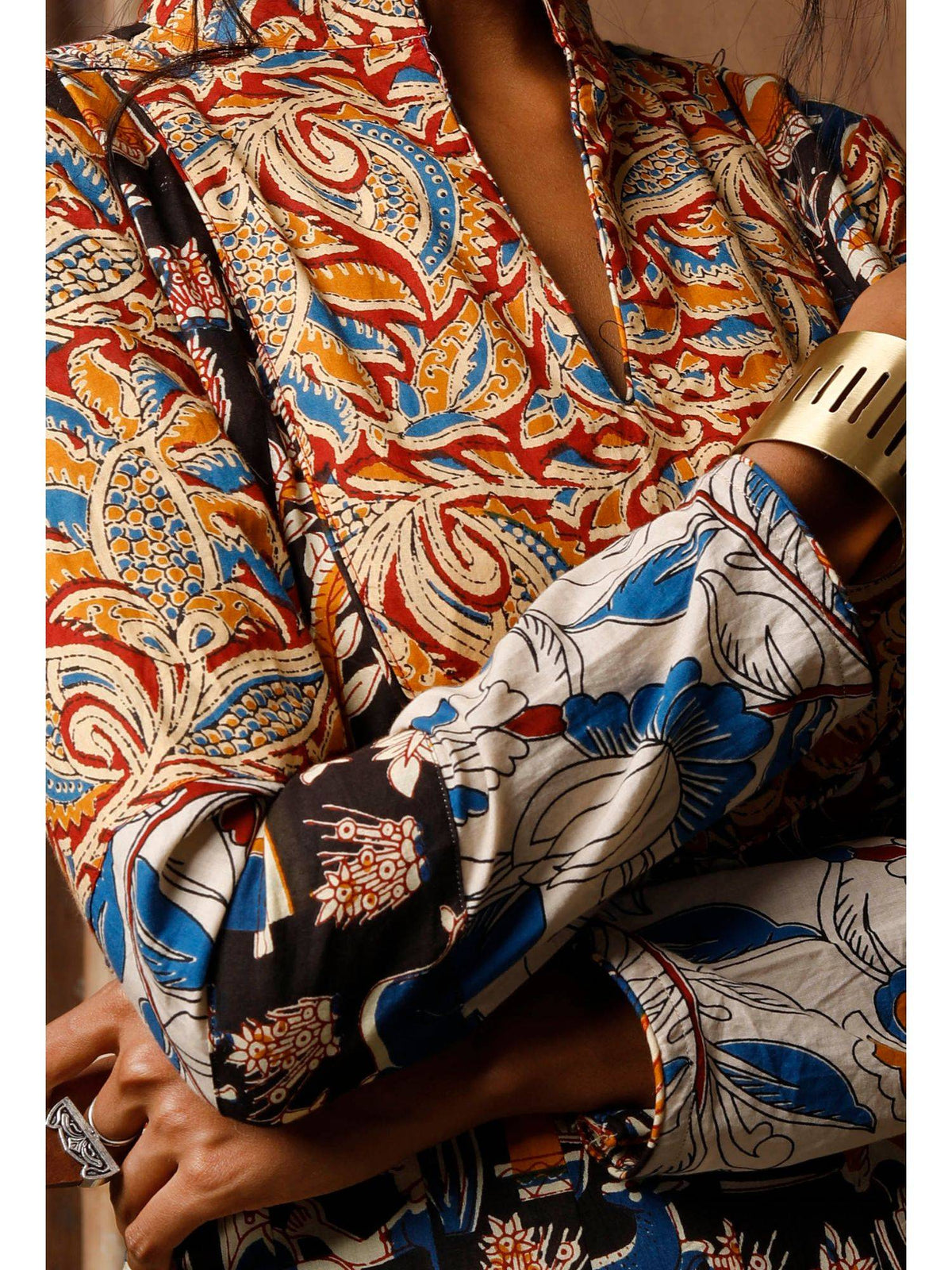 Multicolor Three Print Kalamkari Cotton Kurta | KDG - view 5