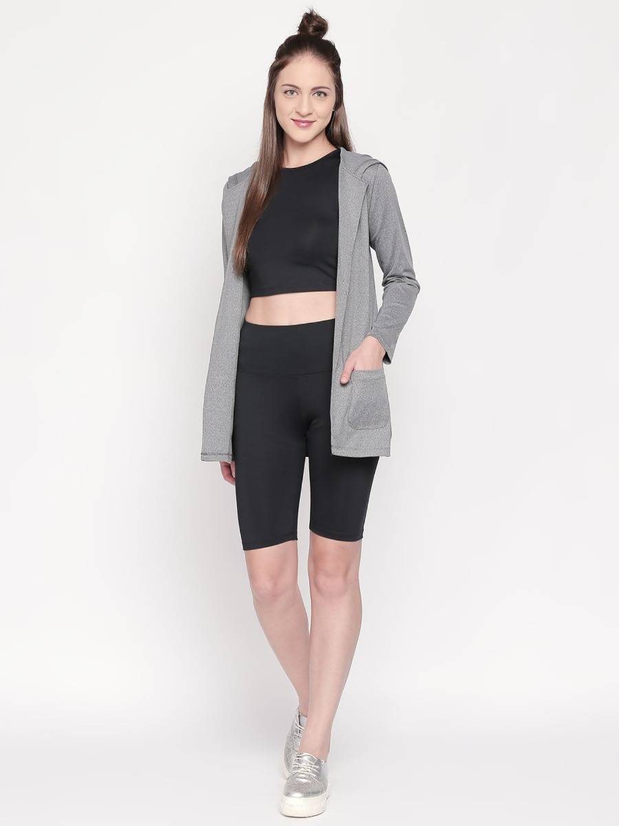 Polyster Blend Black Color Shorts For Women - view 6