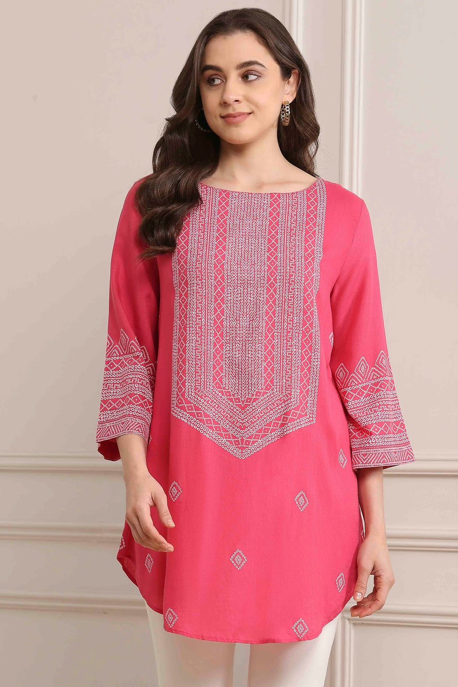 Pink Printed Short Kurta K60