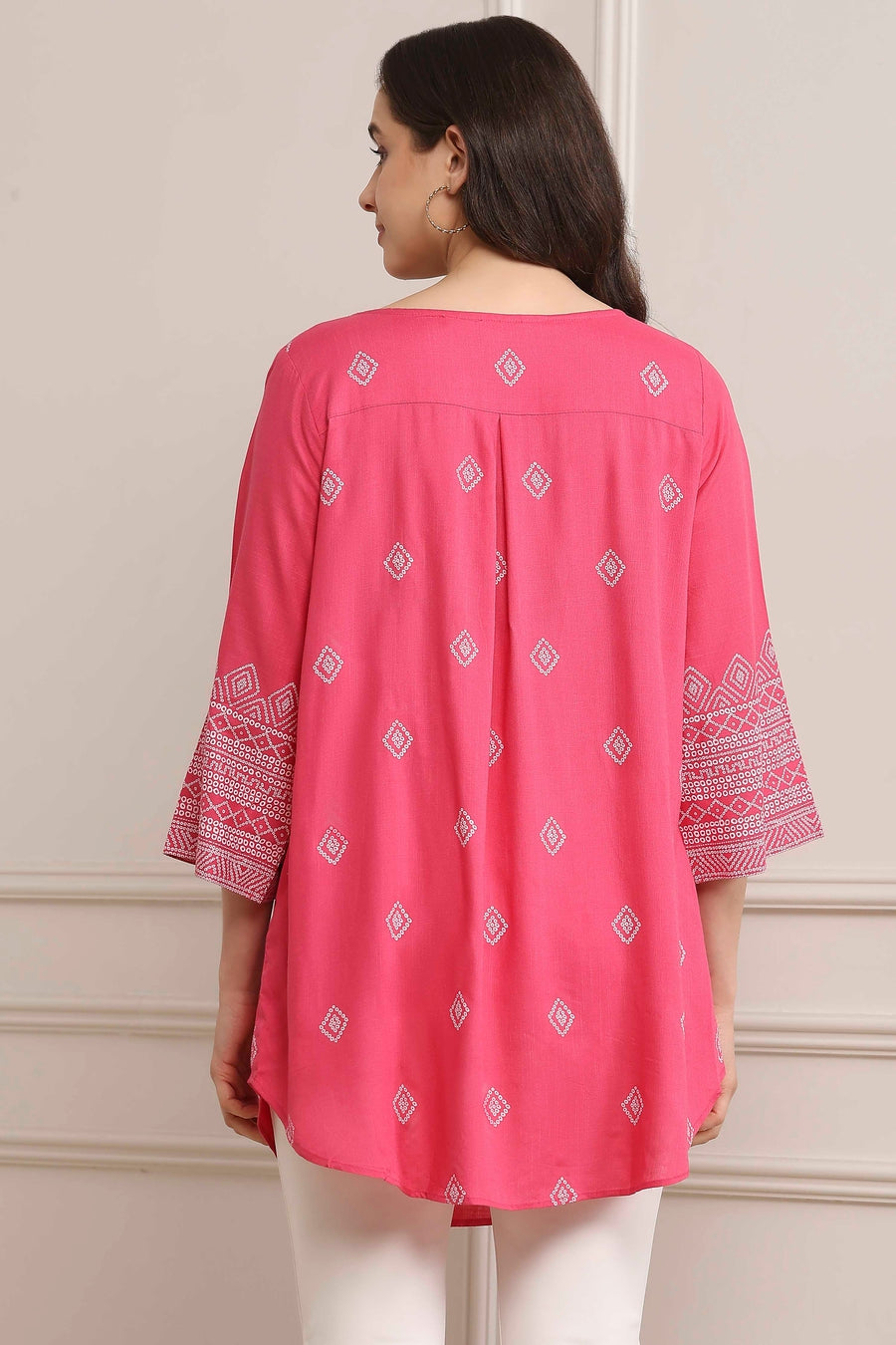 Pink Printed Short Kurta K60