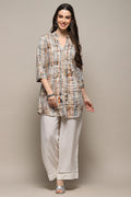 Brown Printed Straight Short Kurta K60