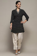 Black Viscose Rayon Printed Short Kurta K60
