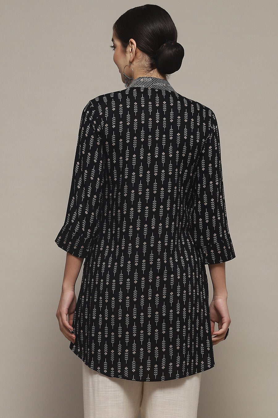 Black Viscose Rayon Printed Short Kurta K60