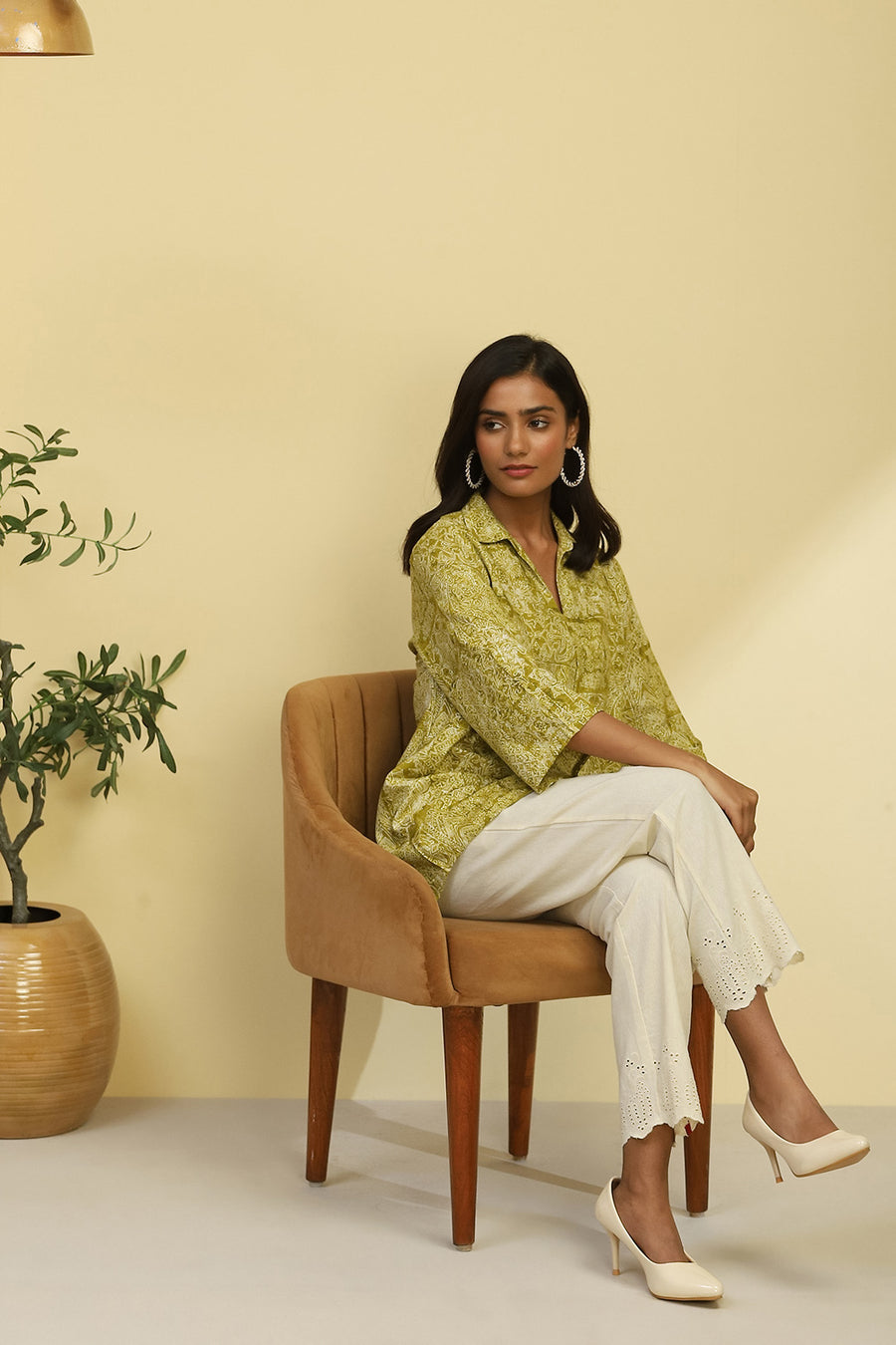 Mehndi Green Viscose Blend Straight Kurti K60