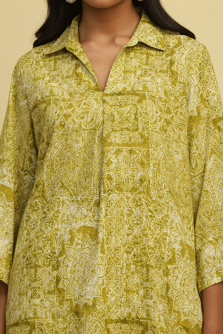 Mehndi Green Viscose Blend Straight Kurti K60