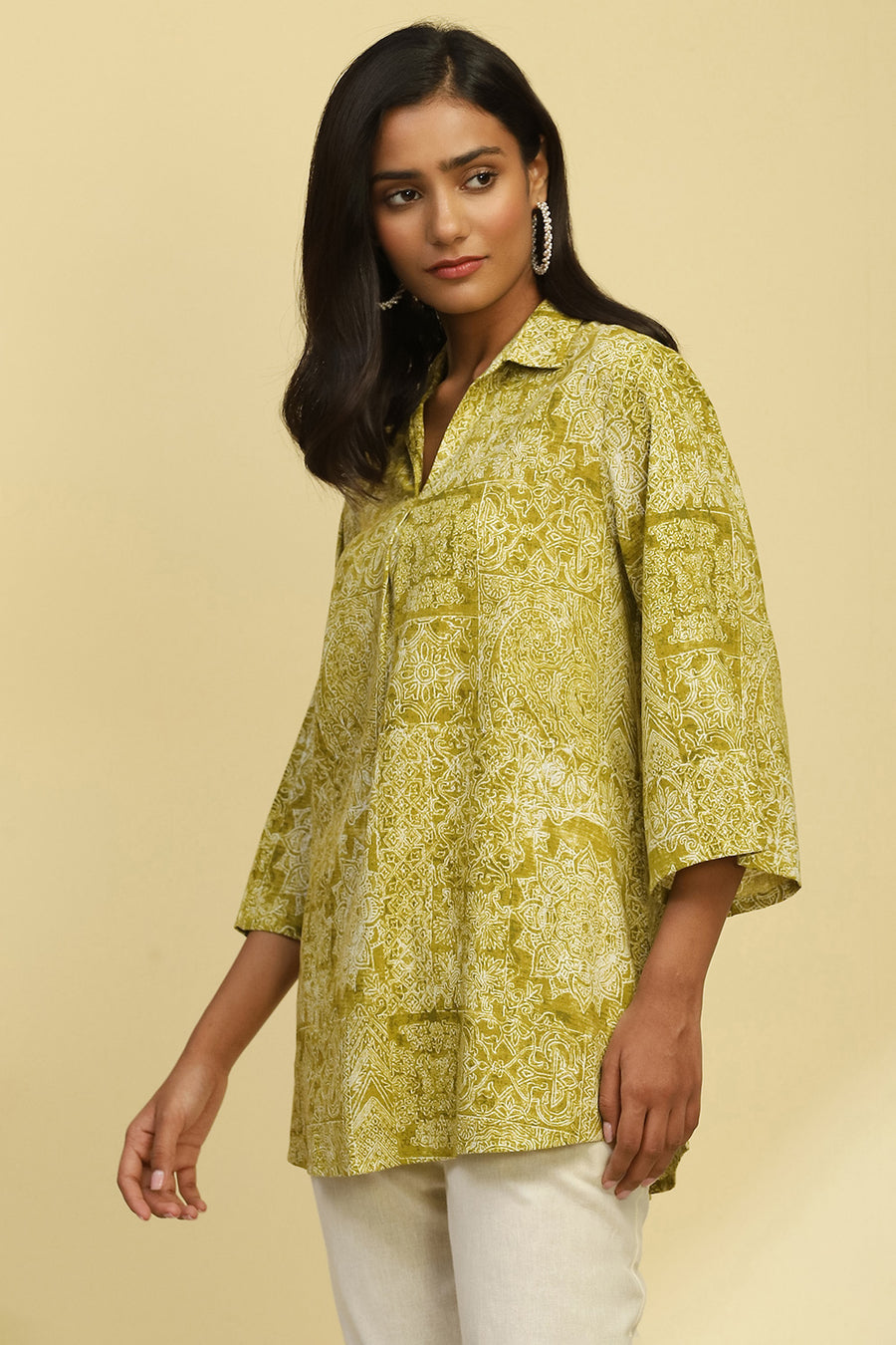 Mehndi Green Viscose Blend Straight Kurti K60