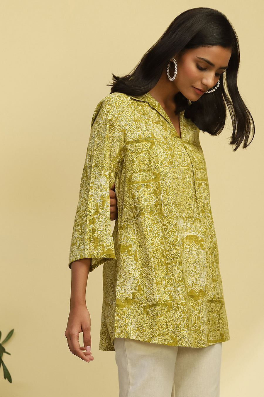 Mehndi Green Viscose Blend Straight Kurti K60