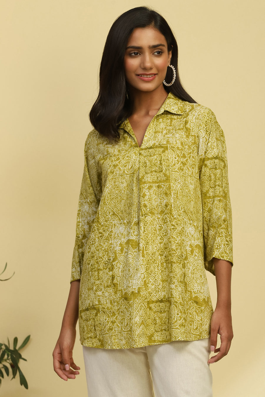 Mehndi Green Viscose Blend Straight Kurti K60