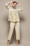 Beige Cotton Floral Printed A-Line Kurti K60