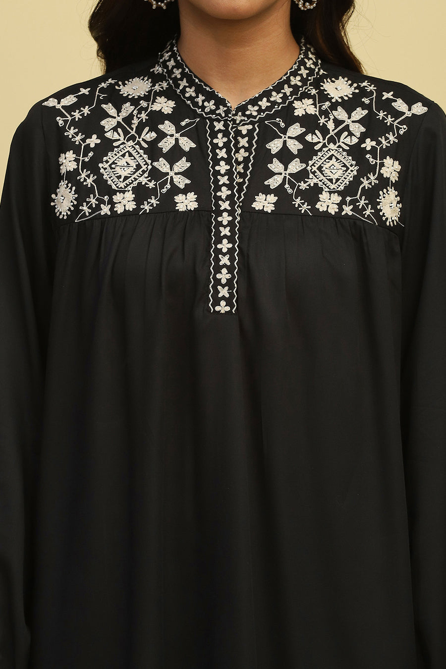 Black Viscose Blend Regular Fit Straight Kurti K60