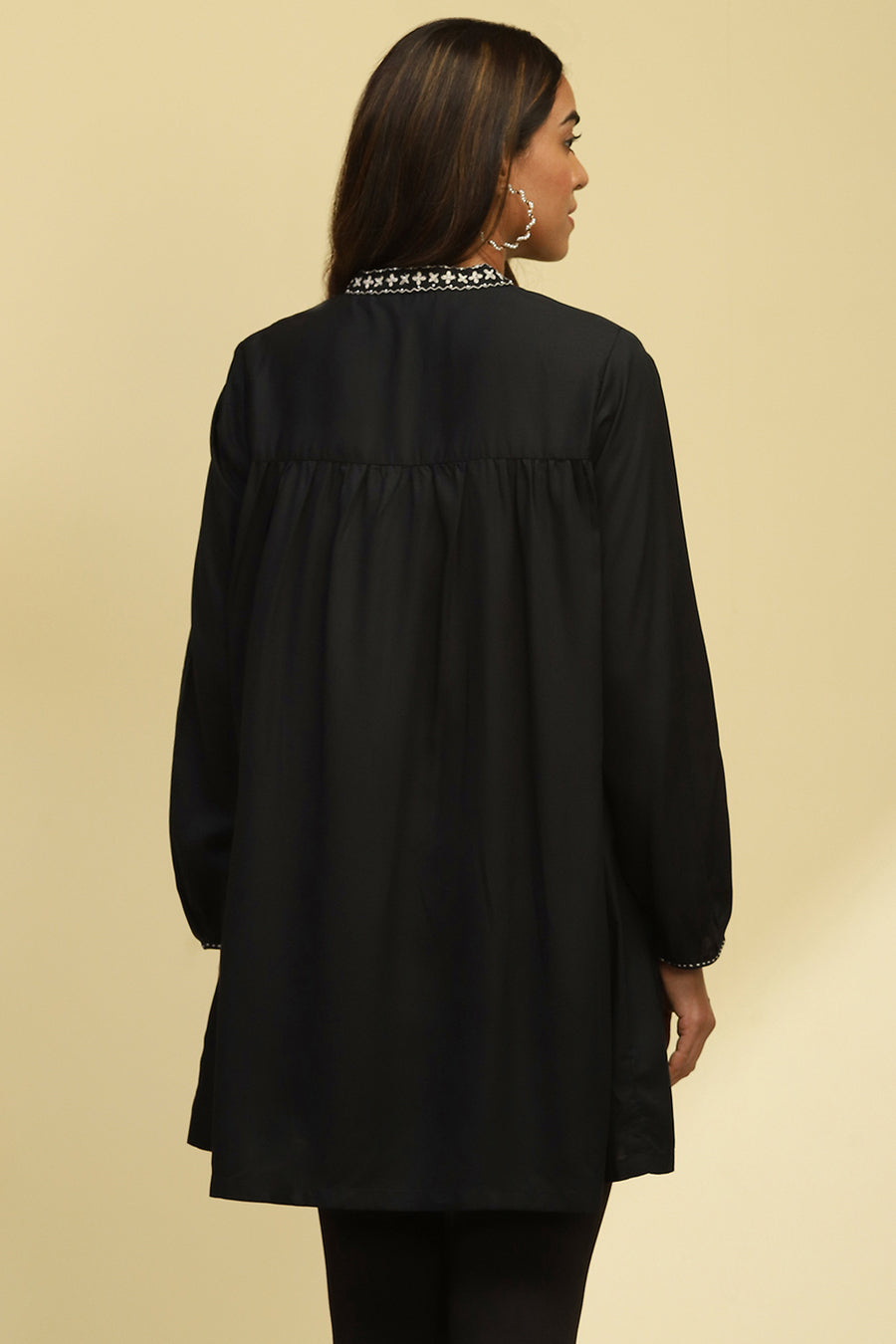 Black Viscose Blend Regular Fit Straight Kurti K60