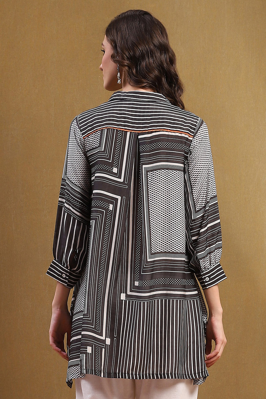 Black Viscose Blend Hand-Blocked Printed Short Kurta K60
