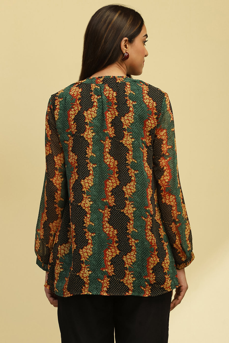 Green Georgette Printed Straight Kurti K60
