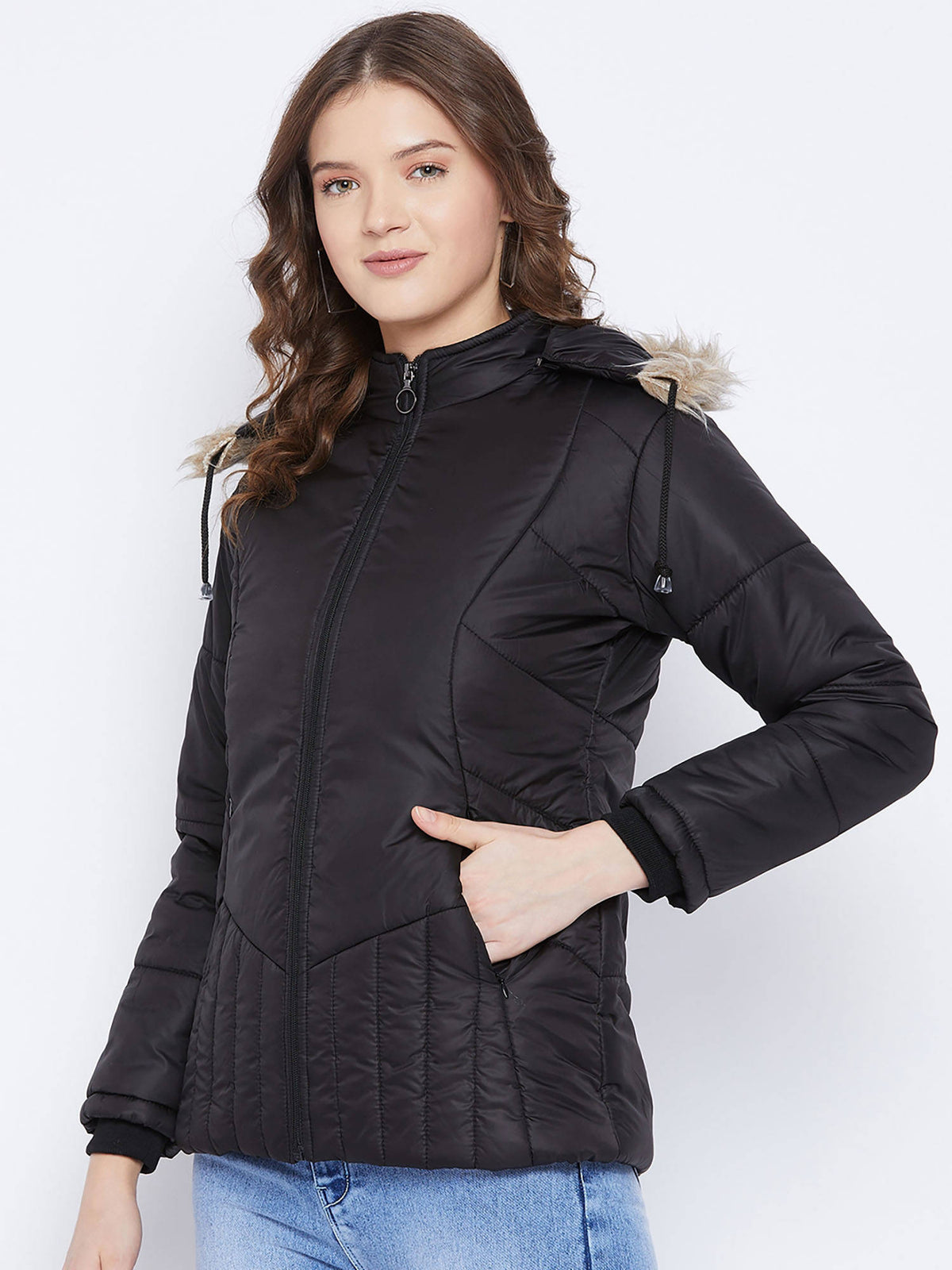 Women's Maroon Winter Wear Full Sleeve Solid Parka Jacket | JC78 - view 31