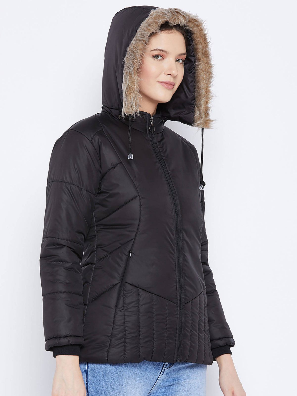 Women's Maroon Winter Wear Full Sleeve Solid Parka Jacket | JC78 - view 32