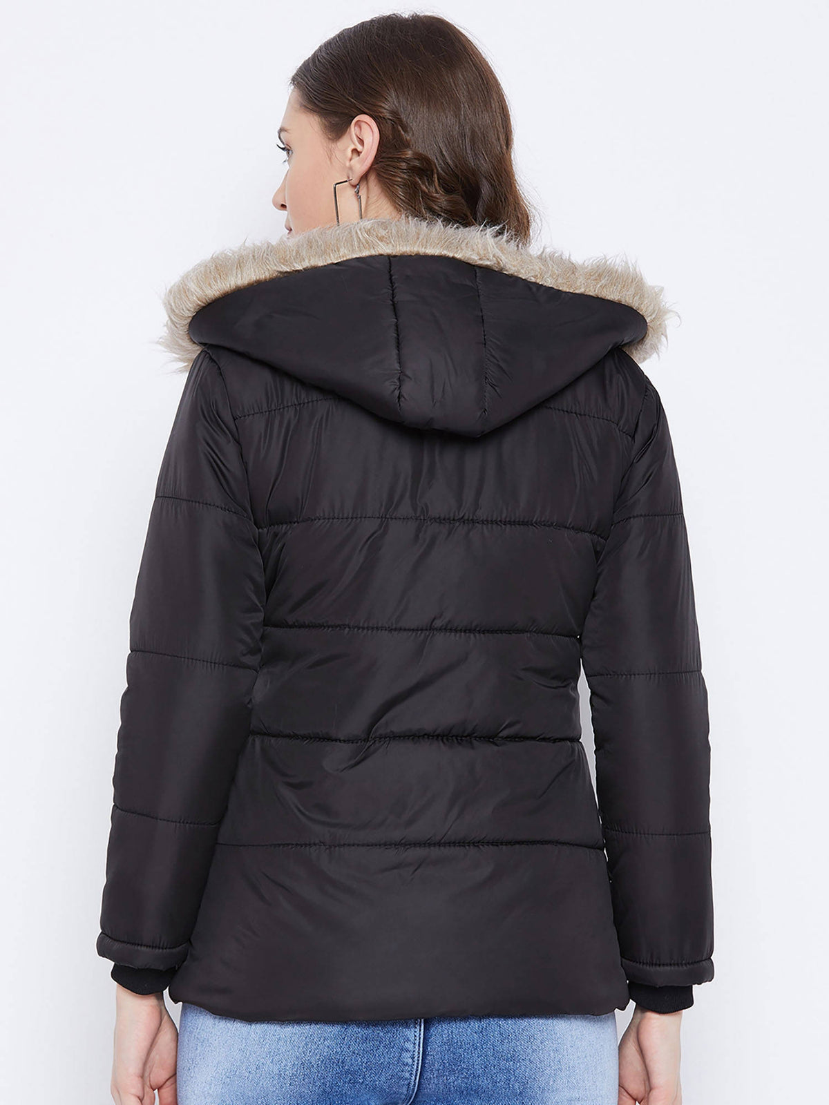 Women's Maroon Winter Wear Full Sleeve Solid Parka Jacket | JC78 - view 33