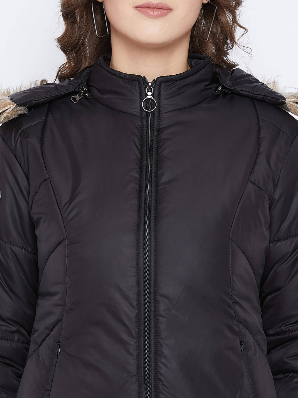 Women's Maroon Winter Wear Full Sleeve Solid Parka Jacket | JC78 - view 34