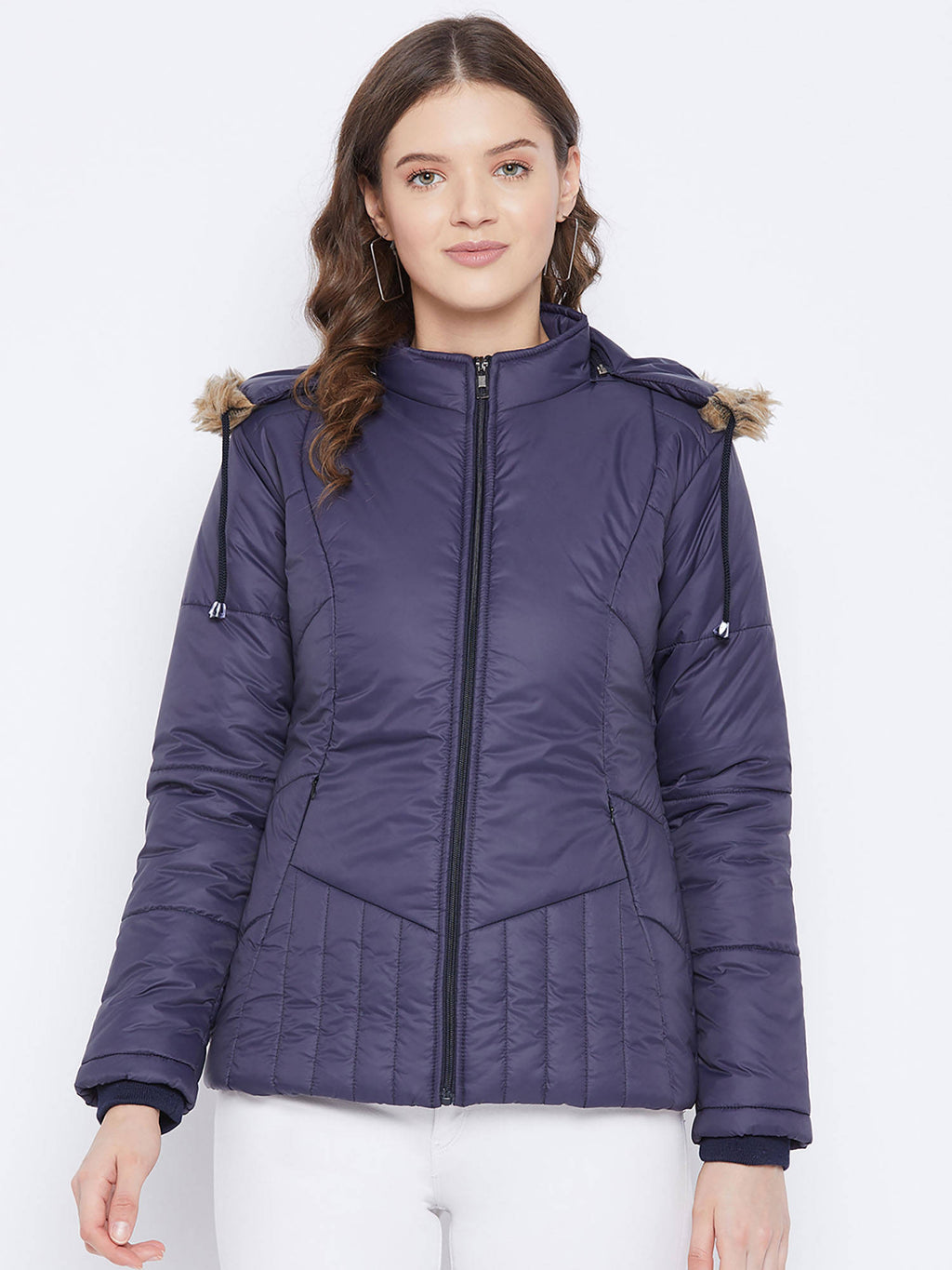 Women's Maroon Winter Wear Full Sleeve Solid Parka Jacket | JC78 - view 22