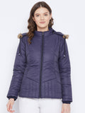 Women's Maroon Winter Wear Full Sleeve Solid Parka Jacket | JC78 - view 22