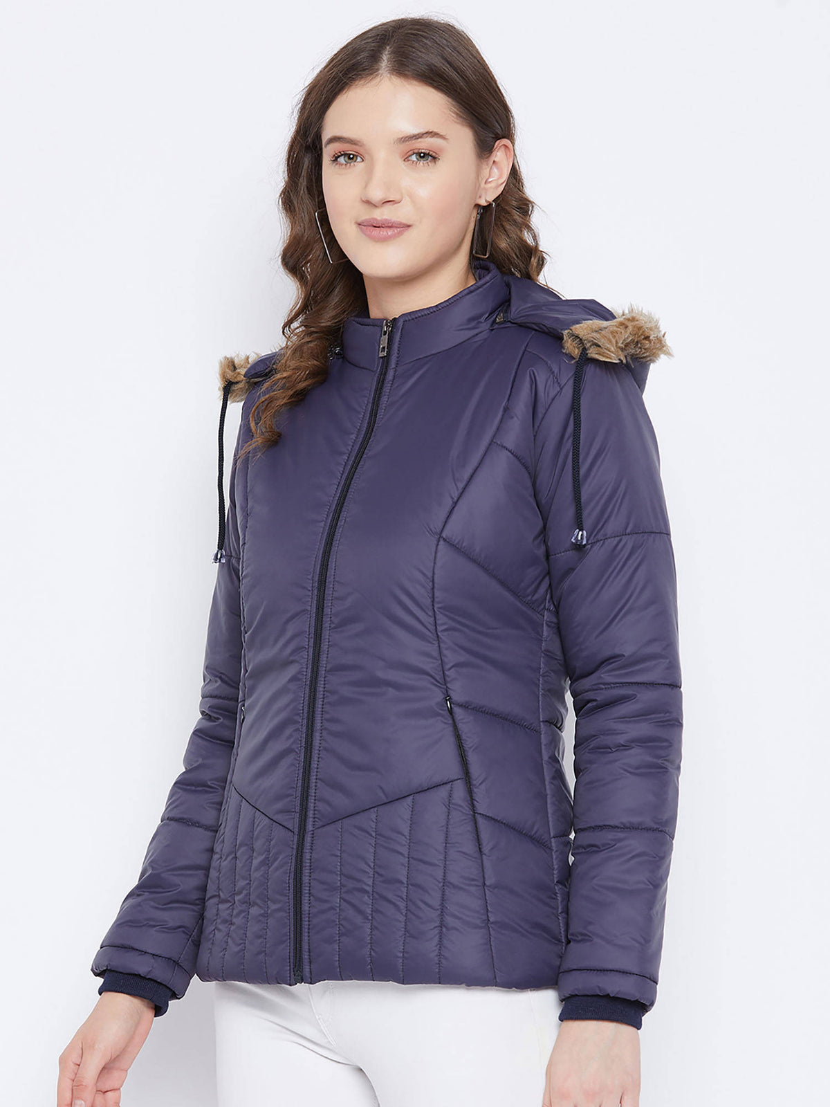 Women's Maroon Winter Wear Full Sleeve Solid Parka Jacket | JC78 - view 24