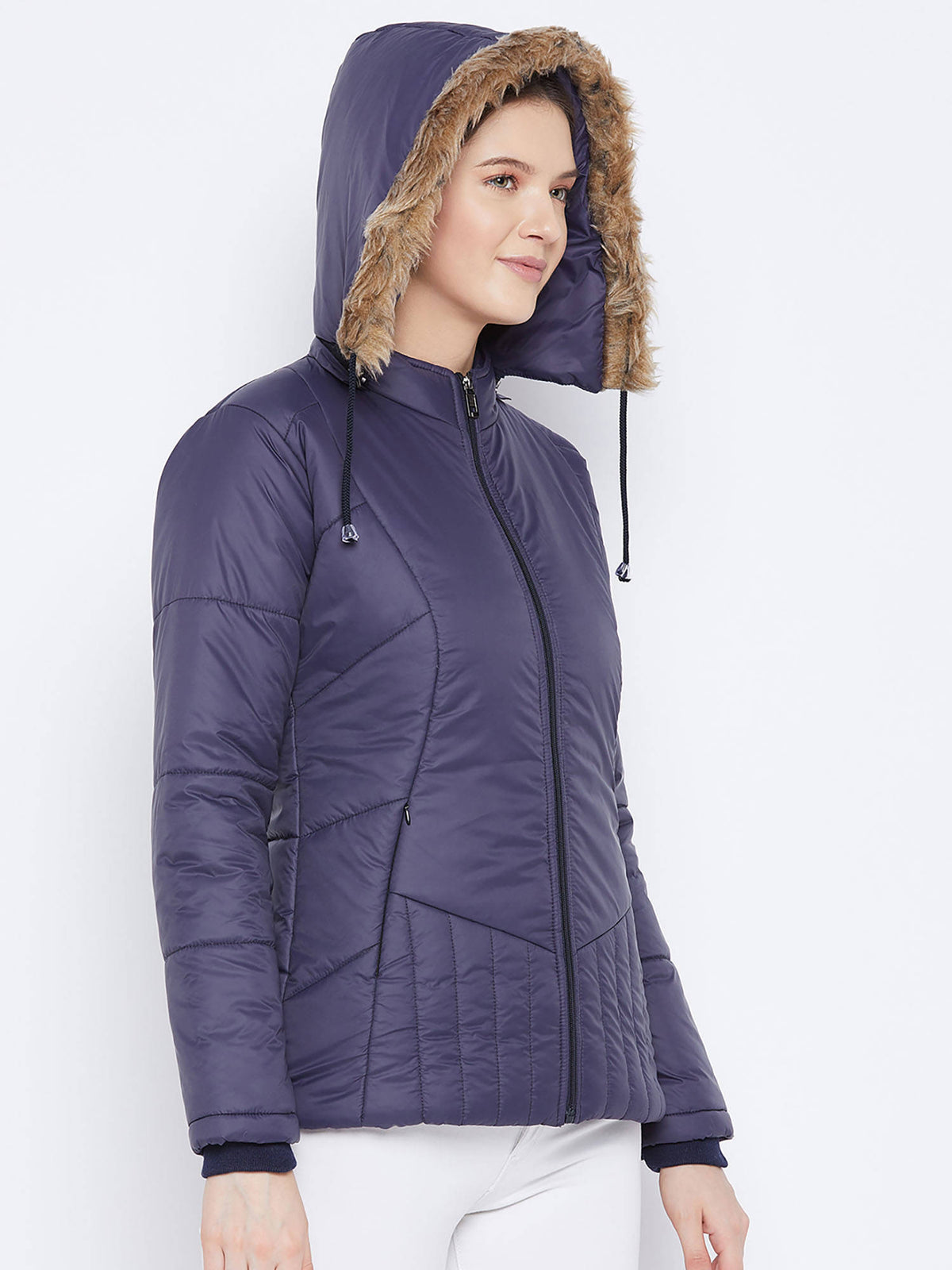Women's Maroon Winter Wear Full Sleeve Solid Parka Jacket | JC78 - view 25