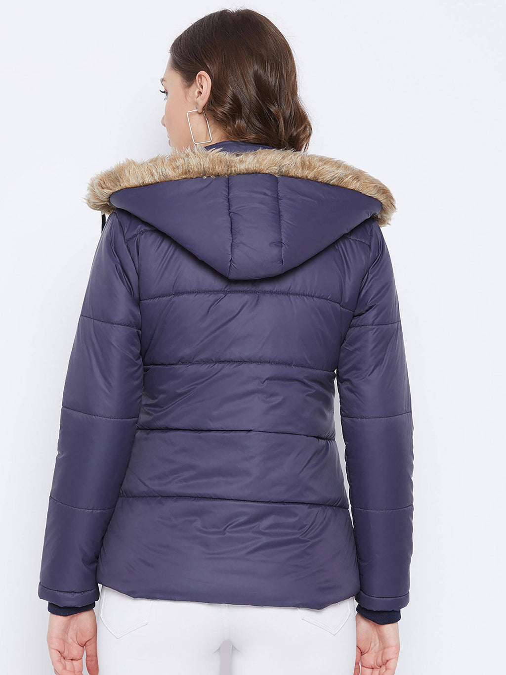 Women's Maroon Winter Wear Full Sleeve Solid Parka Jacket | JC78 - view 26