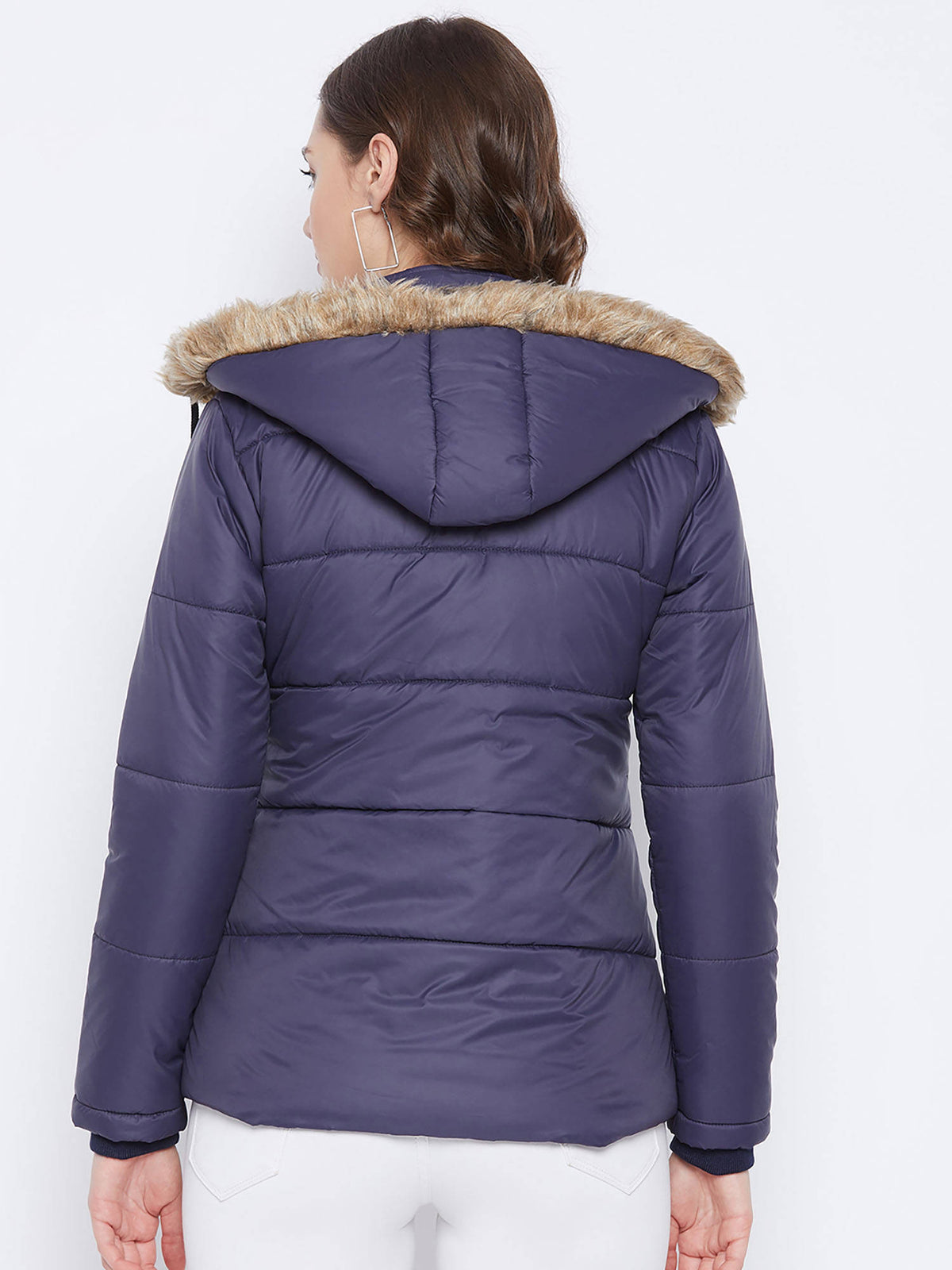 Women's Maroon Winter Wear Full Sleeve Solid Parka Jacket | JC78 - view 26