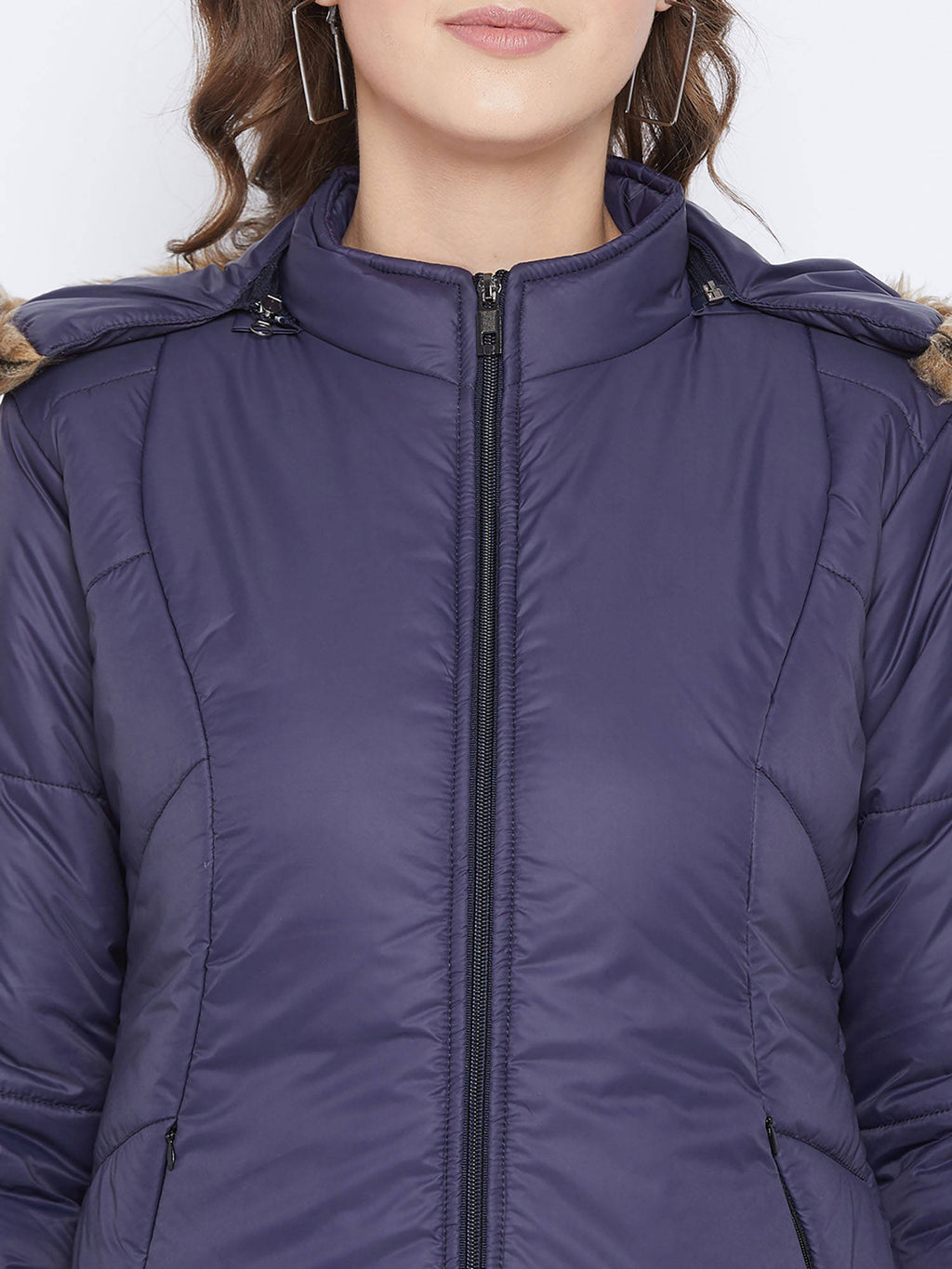 Women's Maroon Winter Wear Full Sleeve Solid Parka Jacket | JC78 - view 27