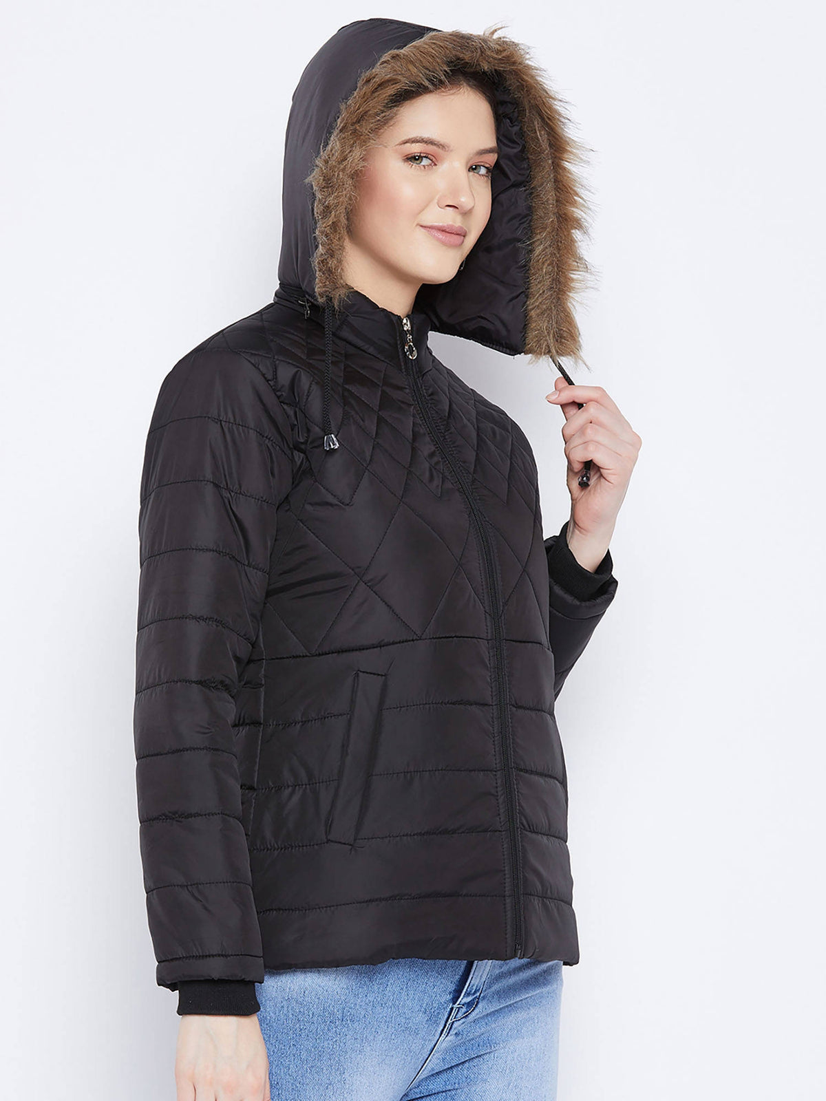 Women's Pink Winter Wear Full Sleeve Solid Parka Jacket | JK12 - view 37