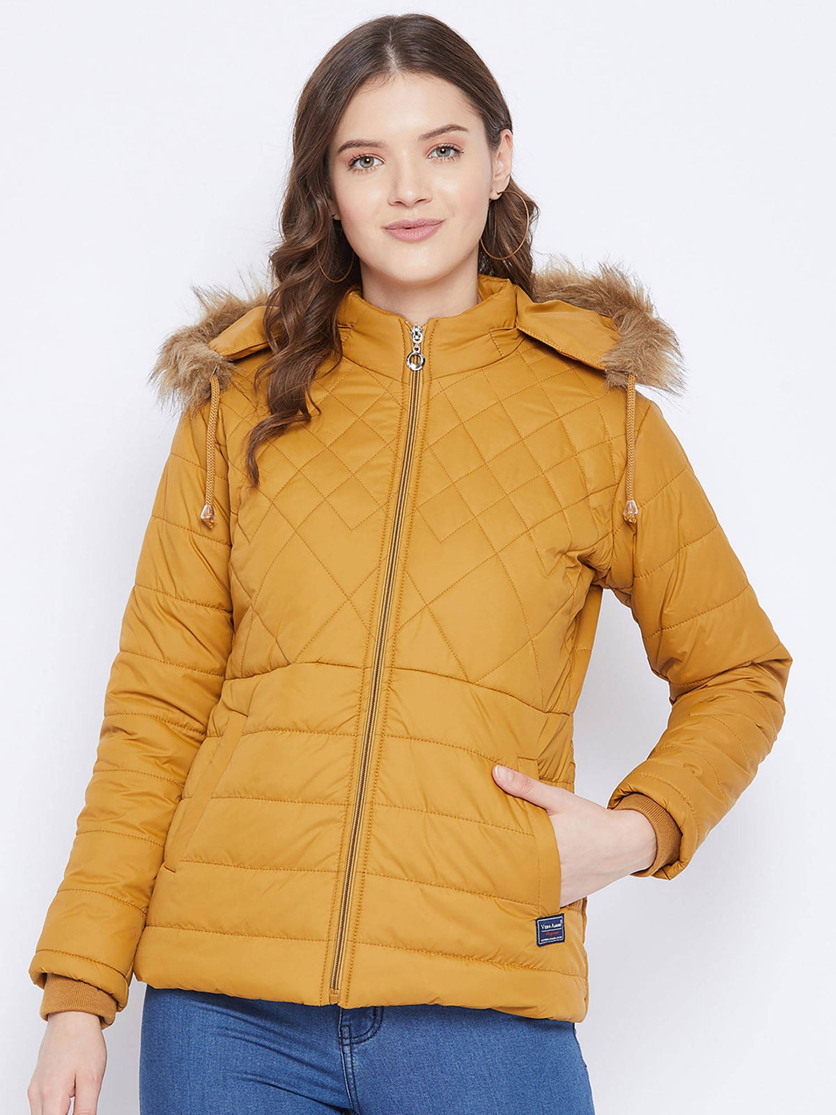 Women's Pink Winter Wear Full Sleeve Solid Parka Jacket | JK12 - view 17