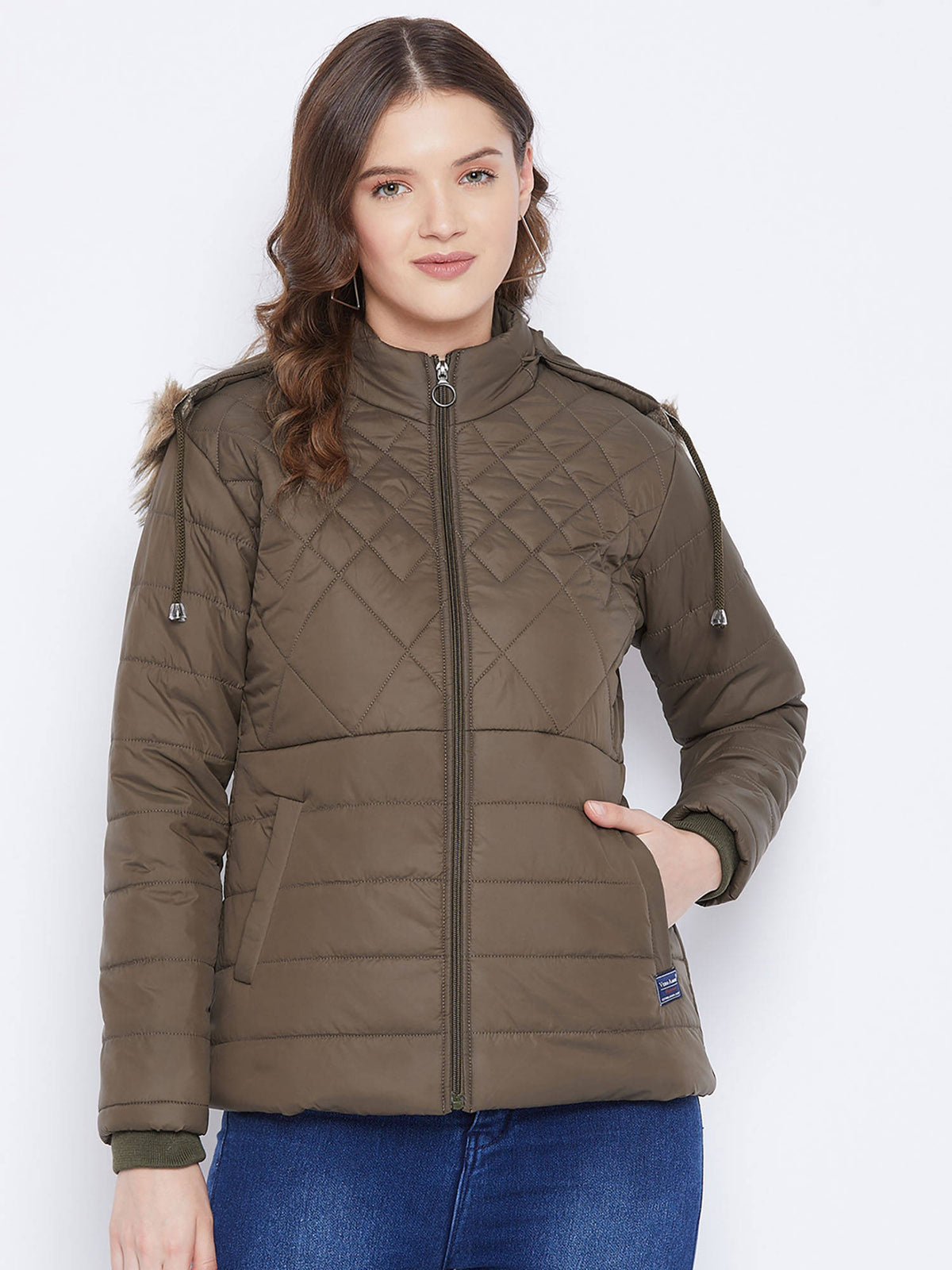 Women's Pink Winter Wear Full Sleeve Solid Parka Jacket | JK12 - view 42