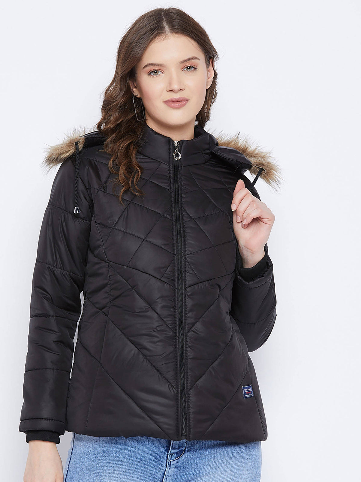 Women's Grey Winter Wear Full Sleeve Solid Parka Jacket | JC78 - view 9