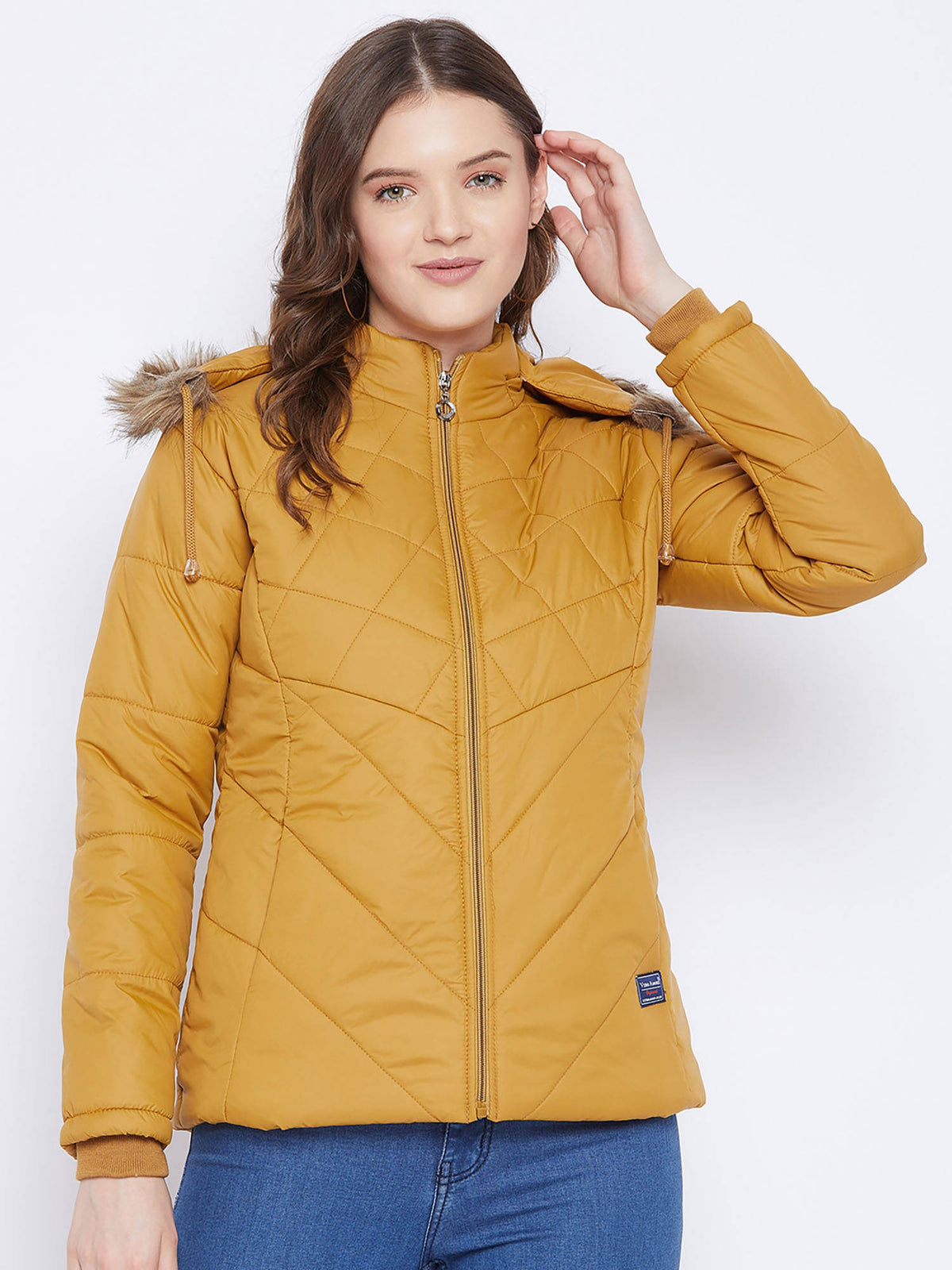 Women's Grey Winter Wear Full Sleeve Solid Parka Jacket | JC78 - view 26
