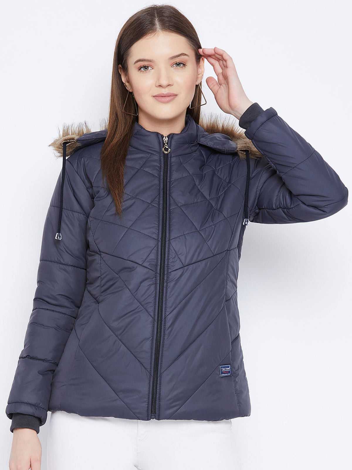 Women's Grey Winter Wear Full Sleeve Solid Parka Jacket | JC78 - view 34
