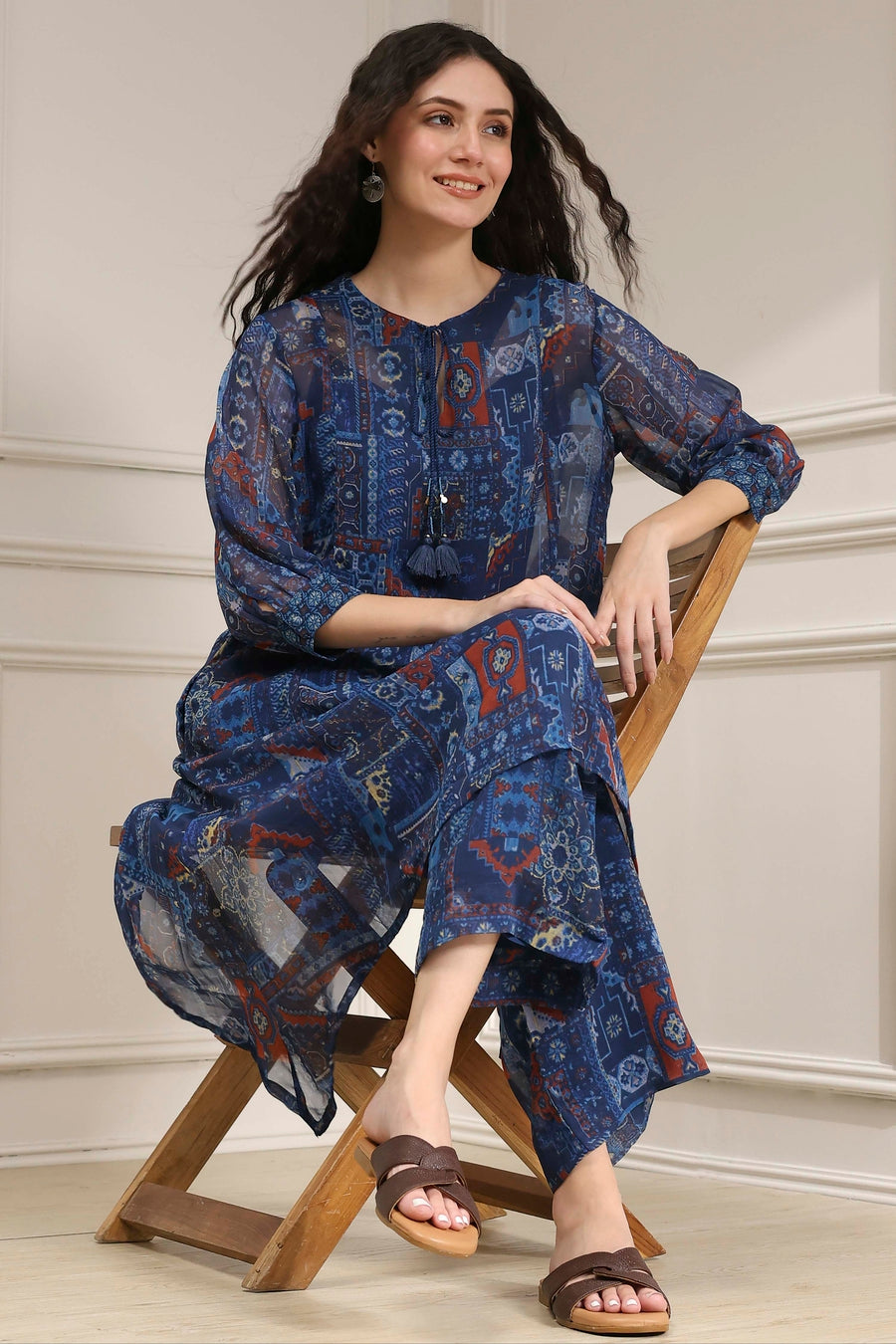 Blue Asymmetric Printed Co-ord Set CO87