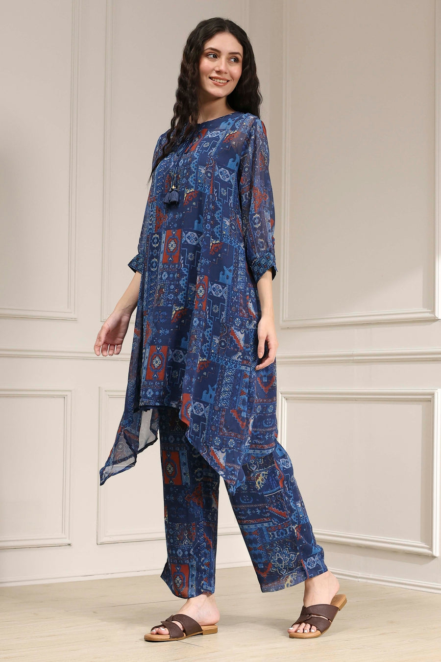 Blue Asymmetric Printed Co-ord Set CO87