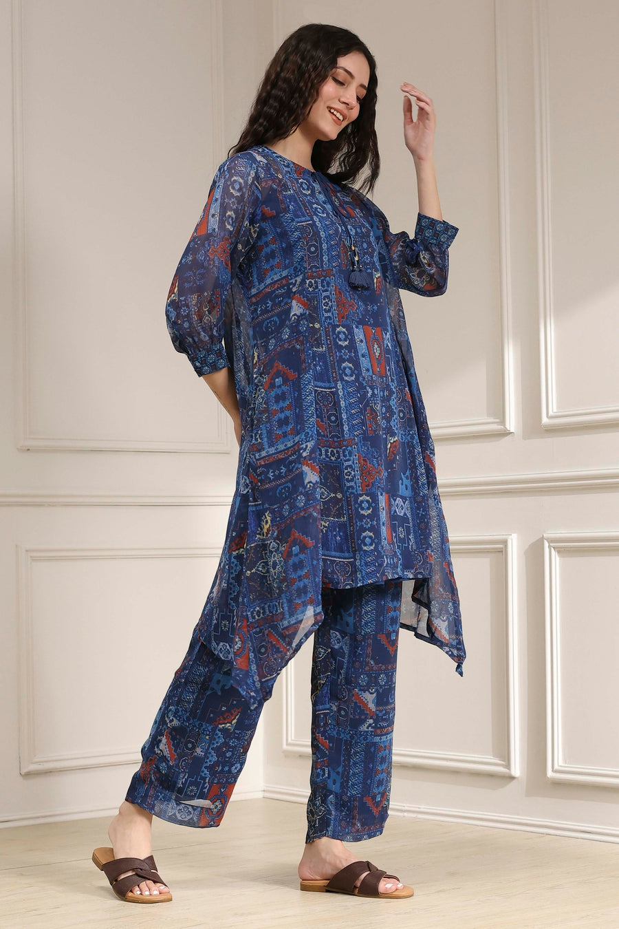 Blue Asymmetric Printed Co-ord Set CO87