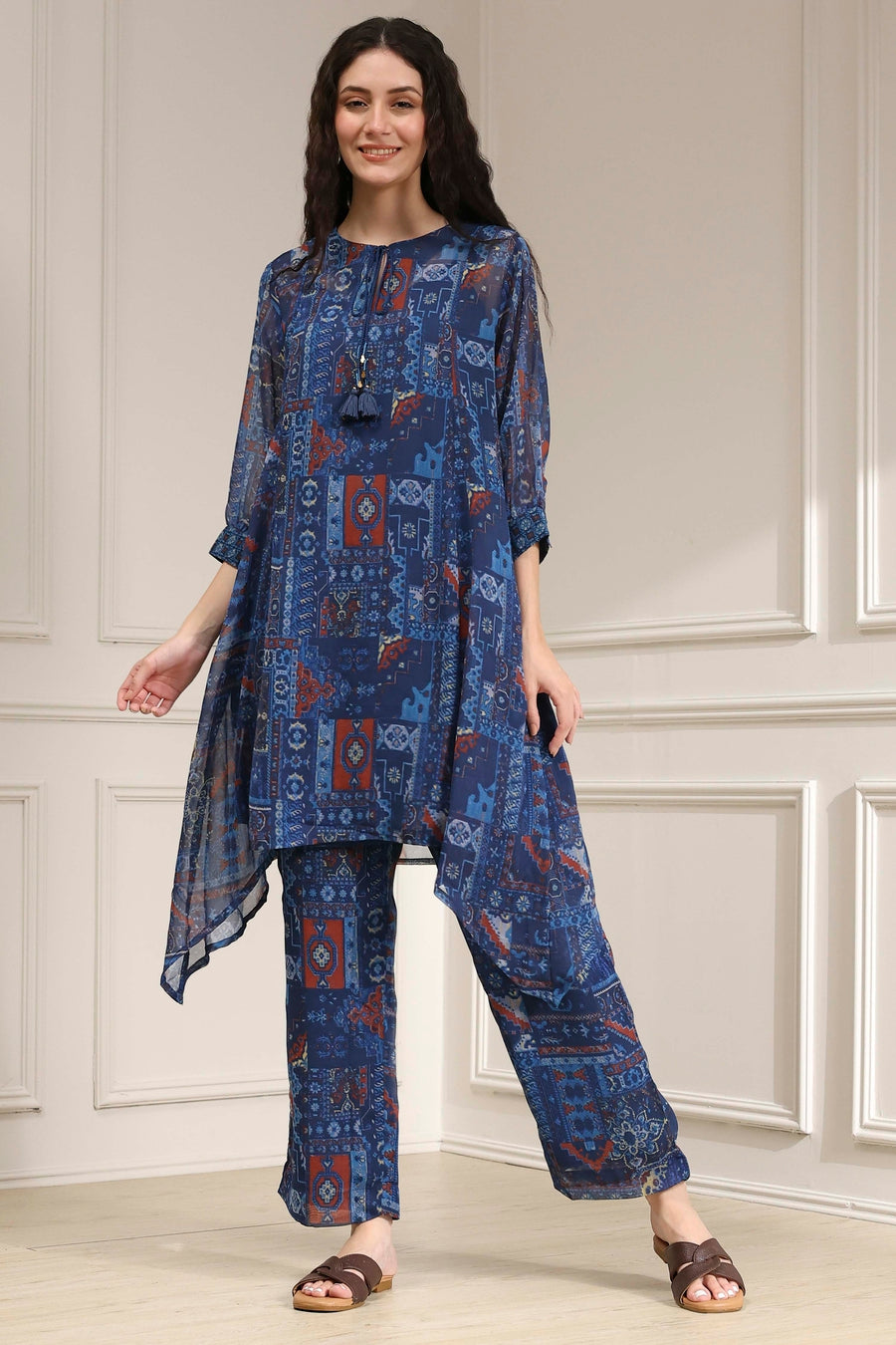 Blue Asymmetric Printed Co-ord Set CO87