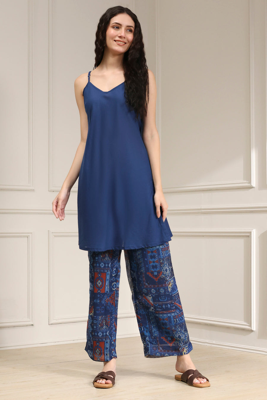 Blue Asymmetric Printed Co-ord Set CO87