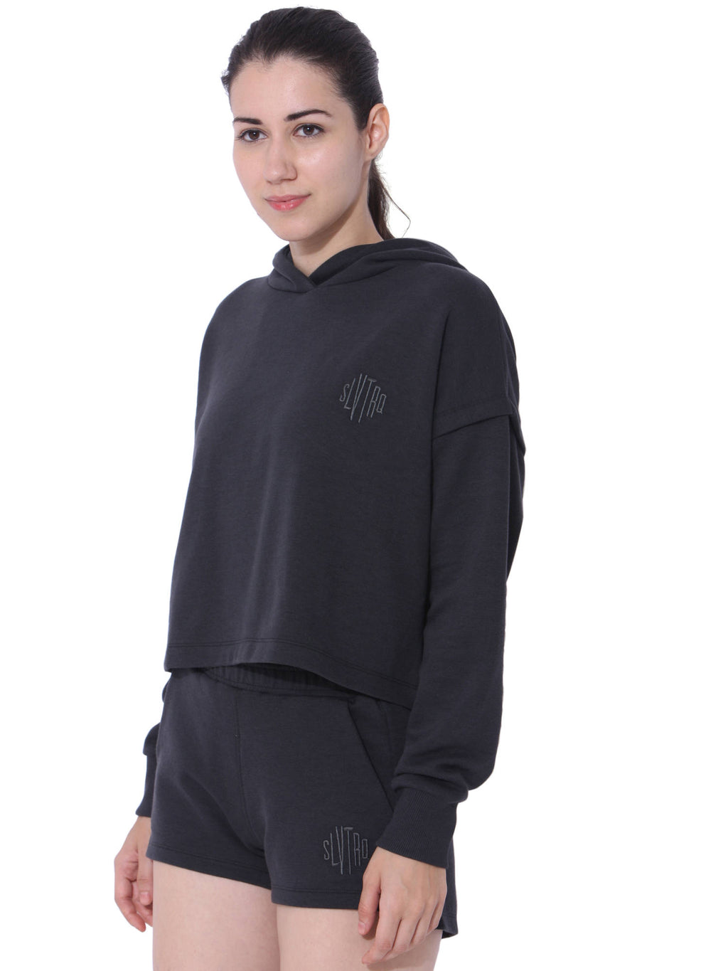 Women Balance Split Sleeve Hoodie - Black | HD56 - view 3