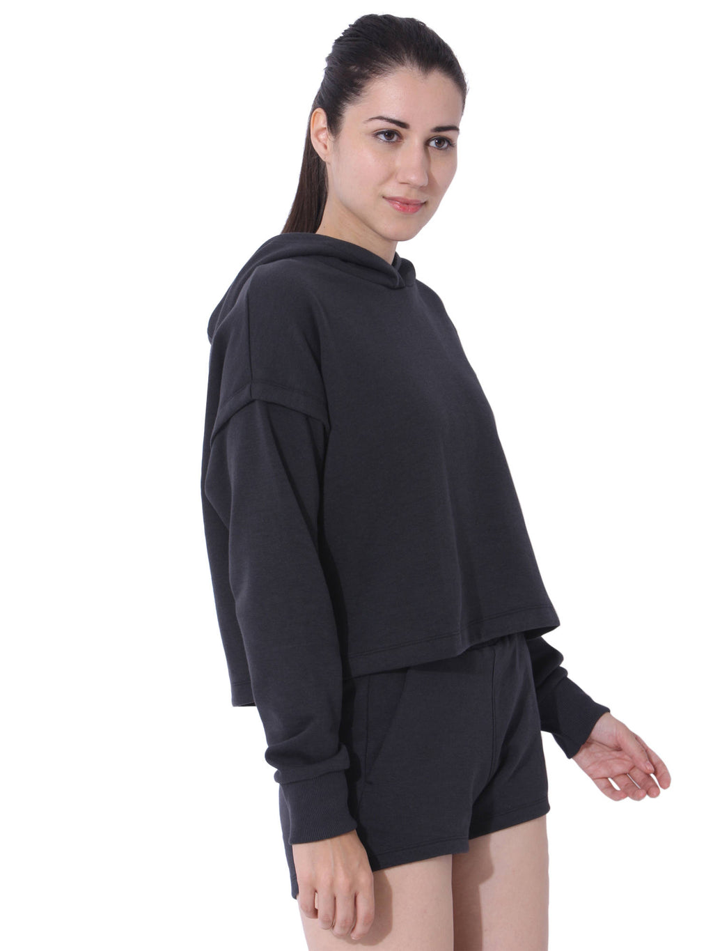 Women Balance Split Sleeve Hoodie - Black | HD56 - view 4