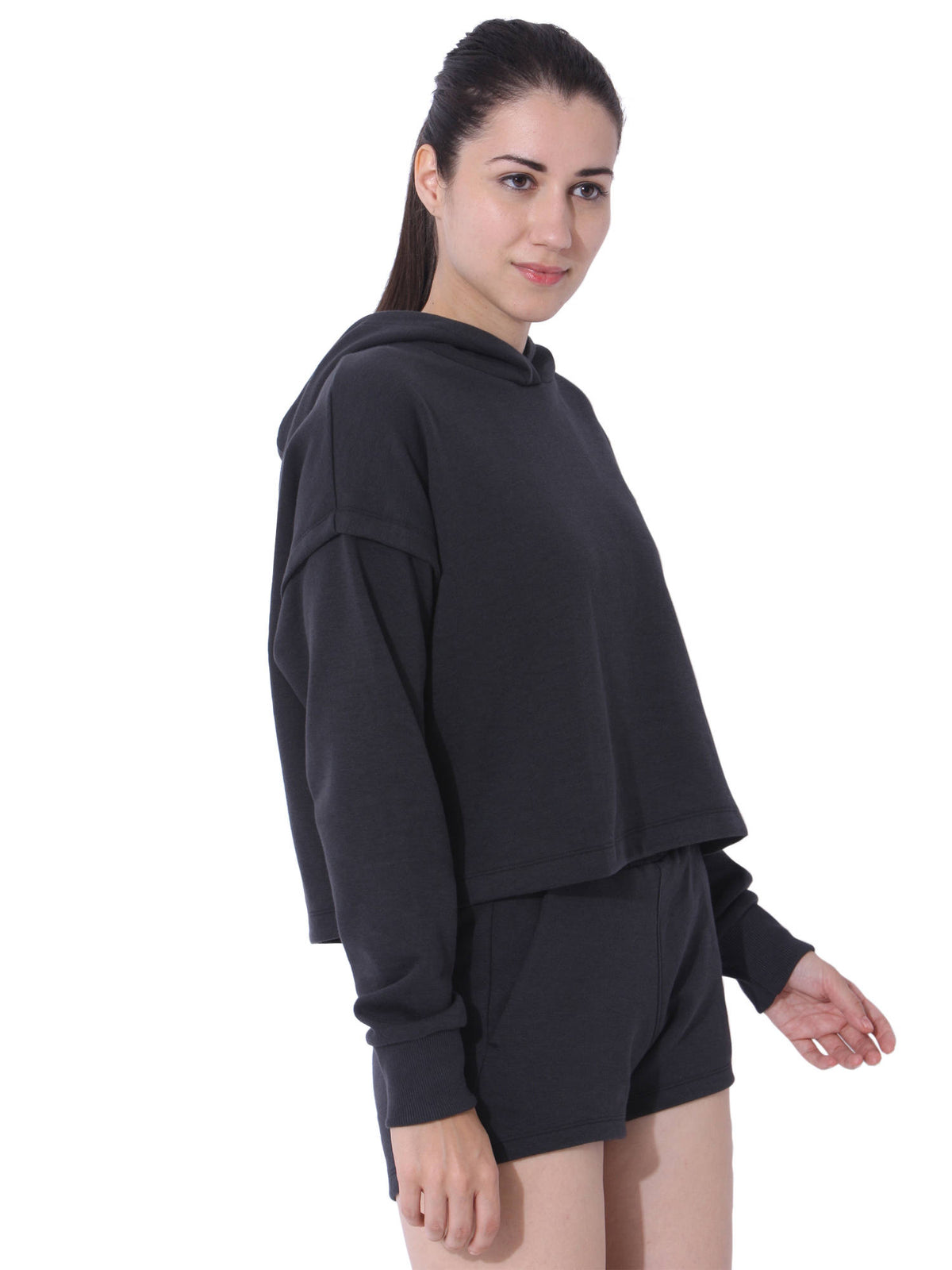 Women Balance Split Sleeve Hoodie - Black | HD56 - view 4