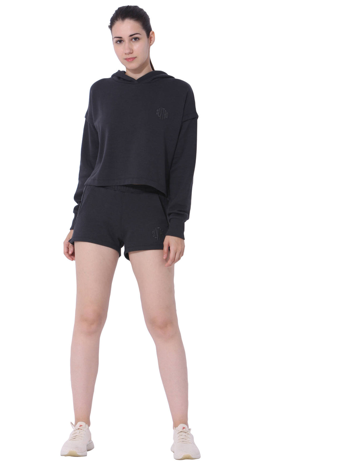 Women Balance Split Sleeve Hoodie - Black | HD56 - view 6