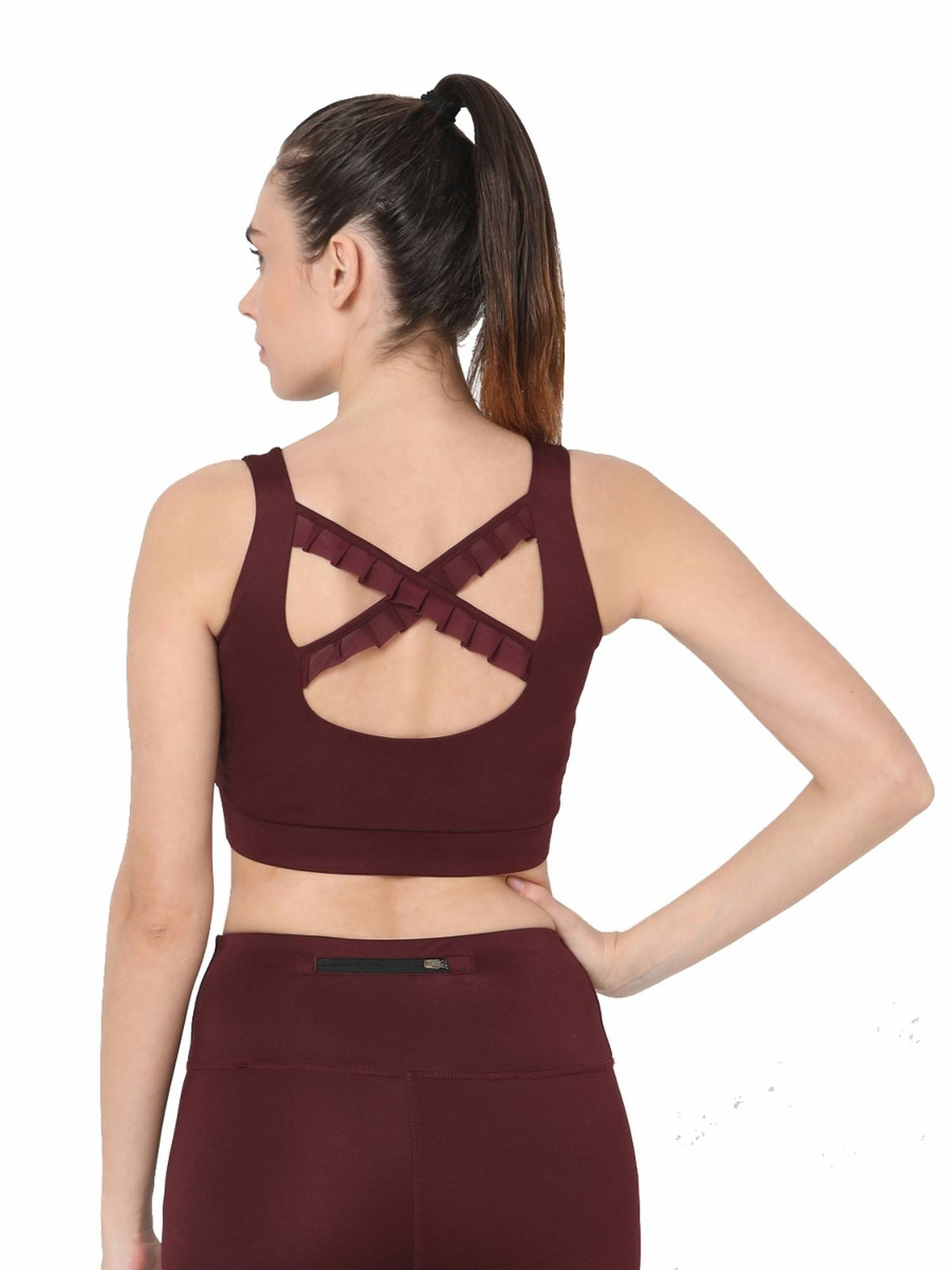 Champion Ruffled Sports Bra Plum - Maroon | sb09 - view 2