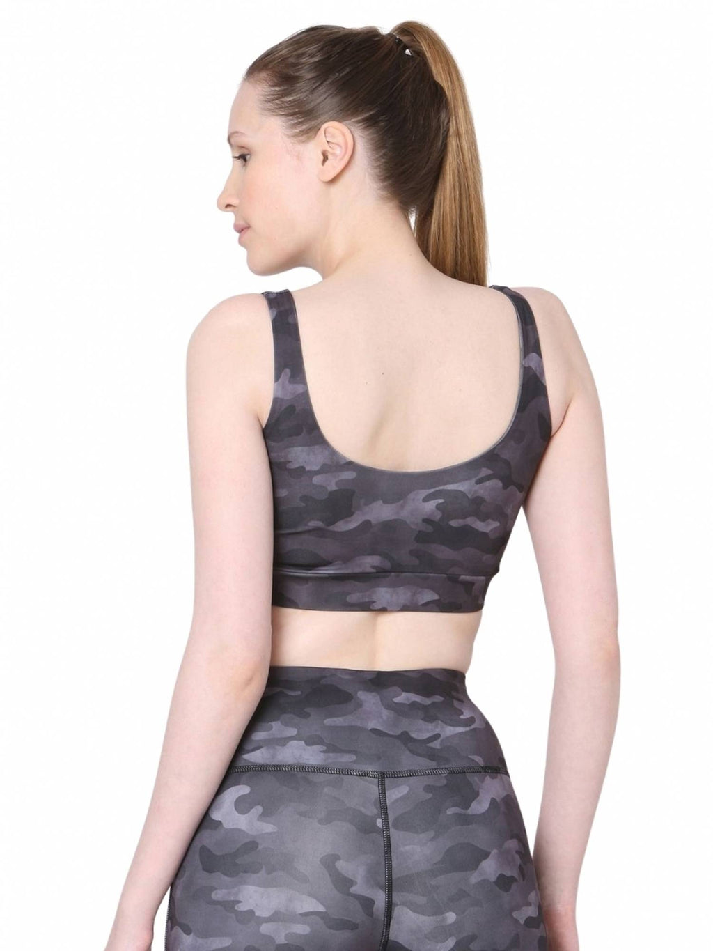 Aura Round Neck Sports Bra Dark Camo - Grey | sb09 - view 2
