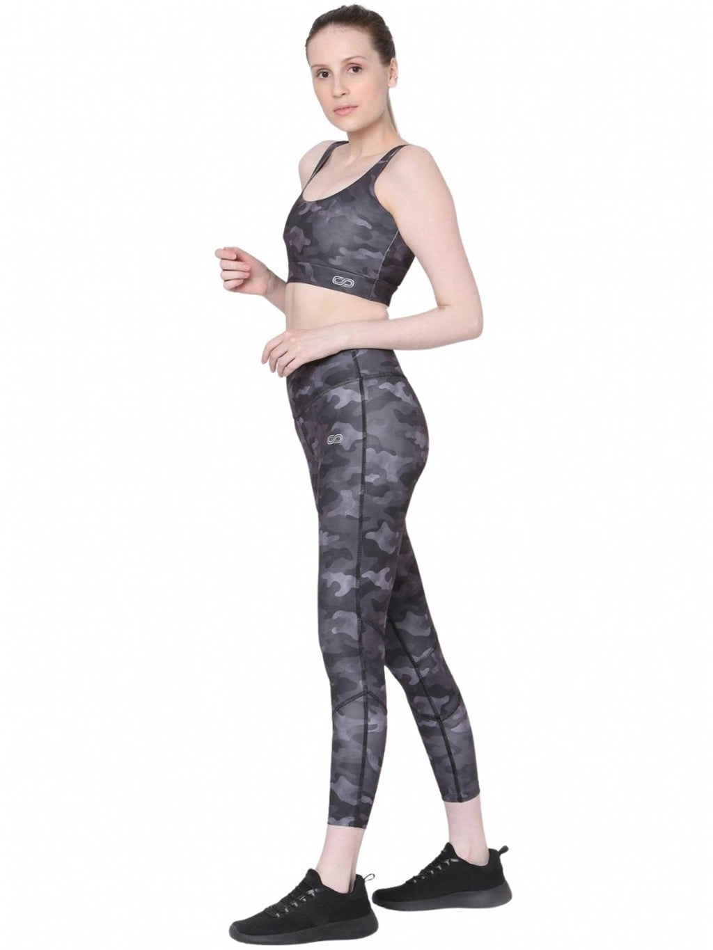 Aura Round Neck Sports Bra Dark Camo - Grey | sb09 - view 6